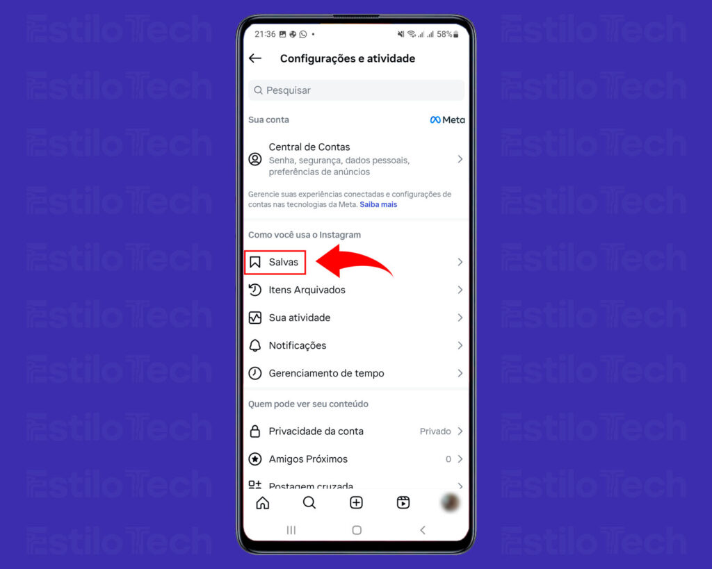 Acessando publicações salvas no Instagram
