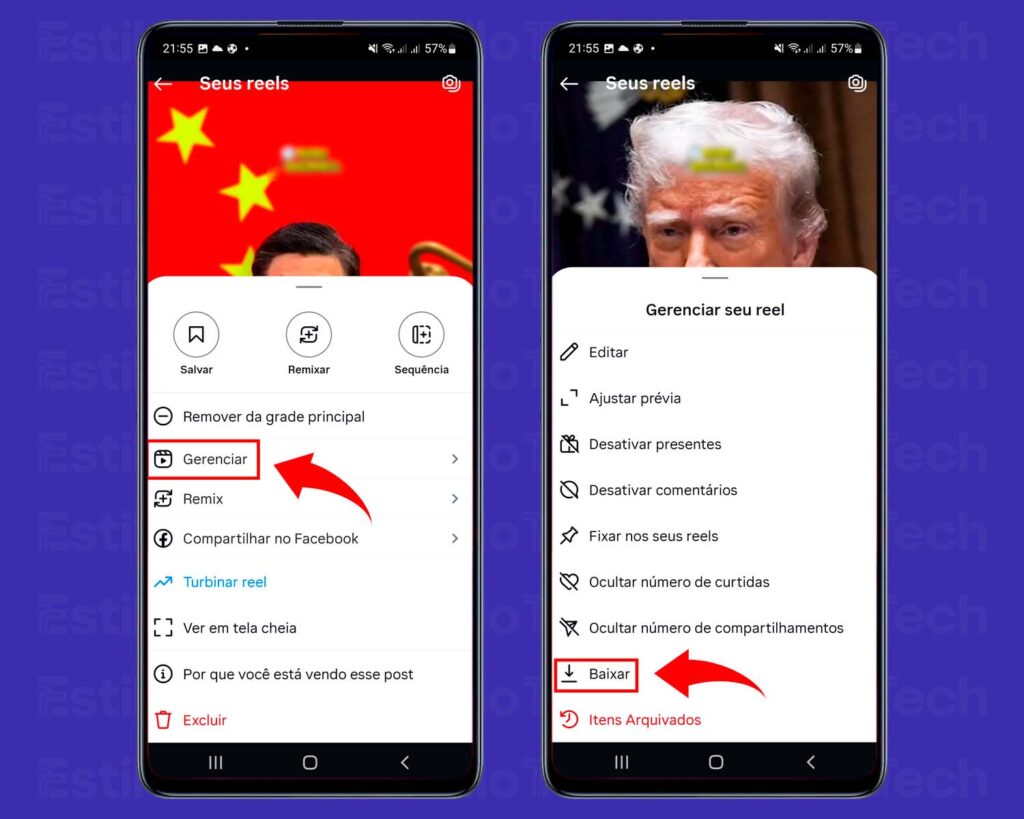 Baixando seu próprio Reel no Instagram