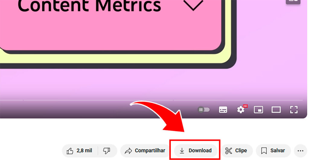 Botão "DOWNLOAD" em página de vídeo no Youtube