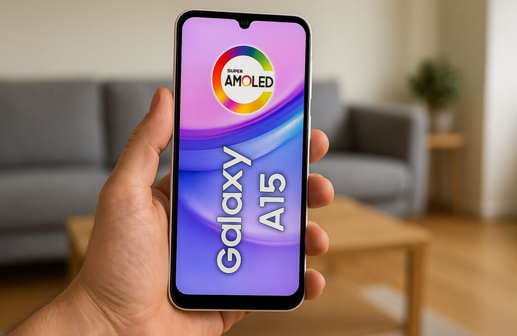 Mão segurando Samsung Galaxy A15