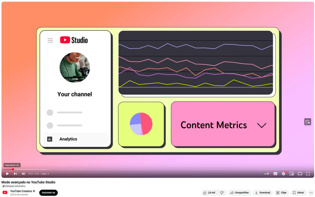 Página de vídeo no Youtube