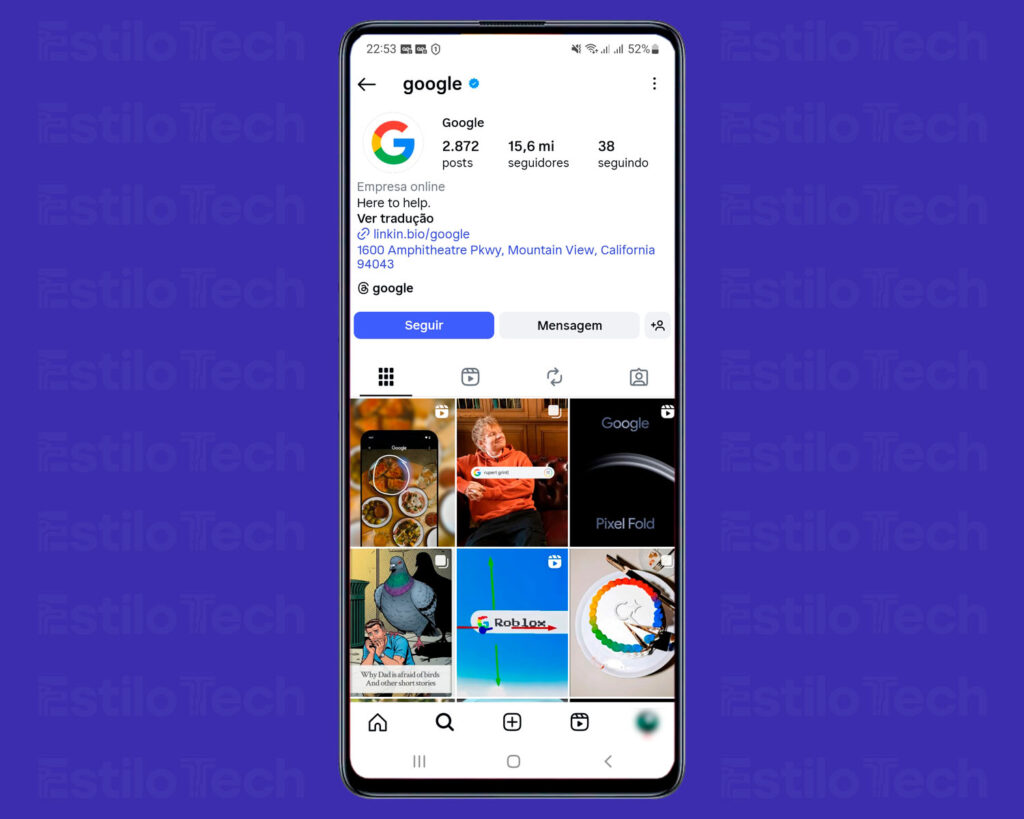 Reels de perfil no Instagram