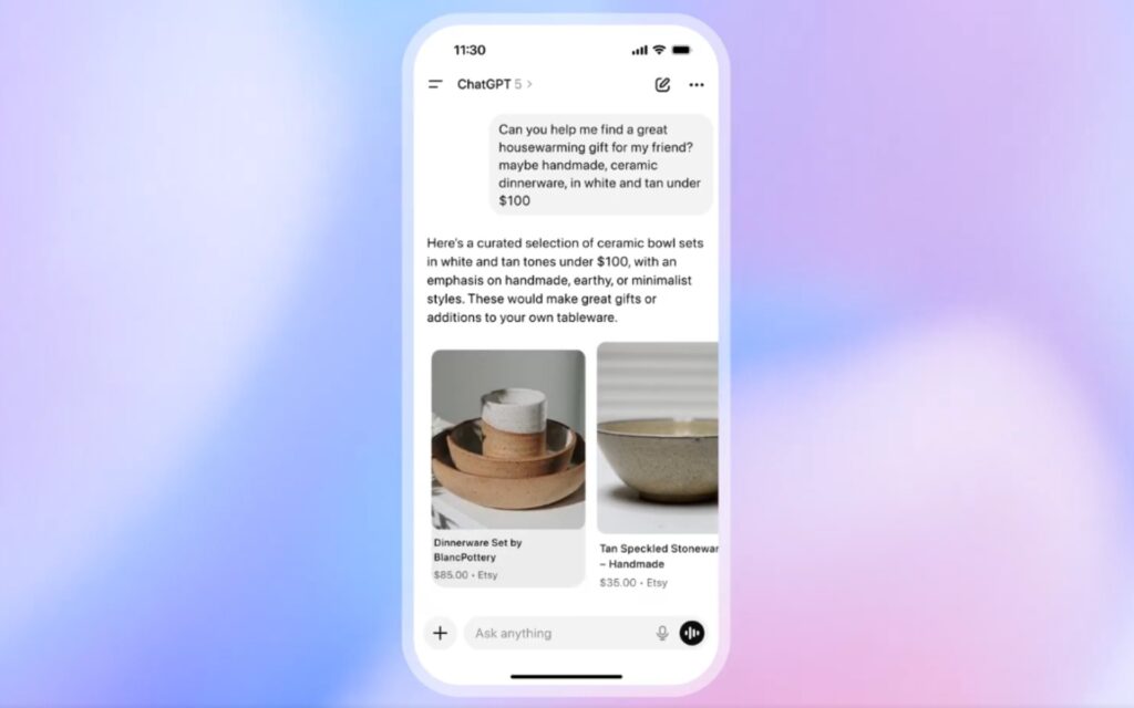 O ChatGPT irá buscar produtos diretamente em lojas online