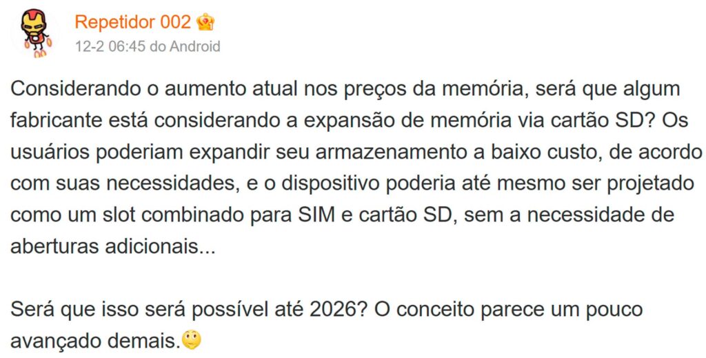 Repetidor 002 fala sobre possível retorno do microSD nos smartphones
