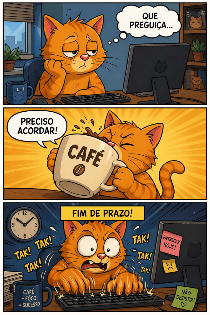 Gato em história em quadrinhos gerado pelo ChatGPT Images 2.0