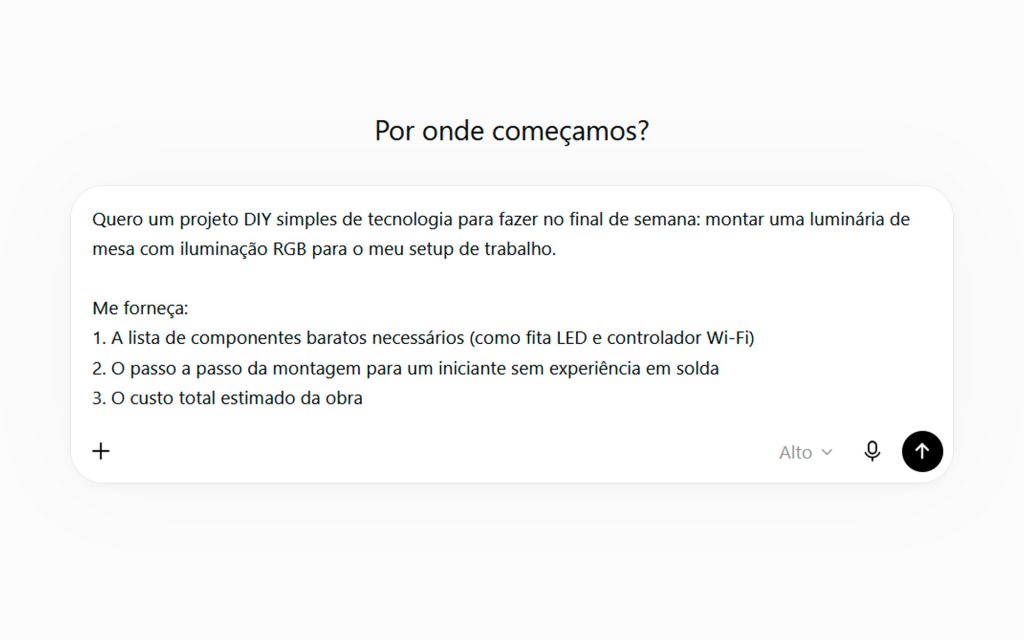 Exemplo de prompt para presentes e projetos no estilo DIY