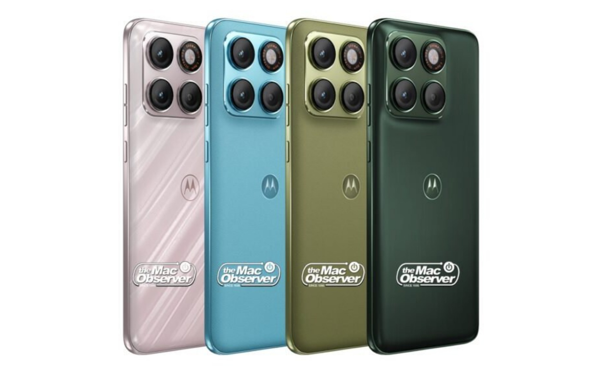 Quatro smartphones Motorola Edge 70 Neo exibidos em quatro cores diferentes na traseira